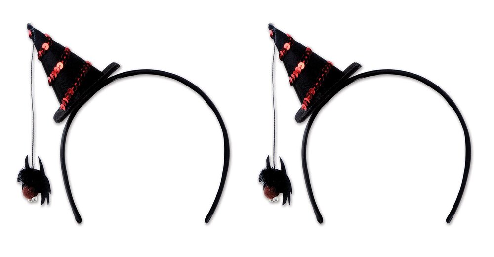 6172 00453, 2 Piece Spider Witch Hat Headbands, One Size Fits Most